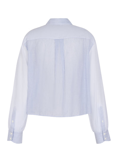 Maxine Lightweight Cropped Shirt (Blue Multi Stripe)