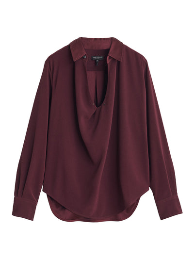 Phillipa Satin Blouse (Wine)