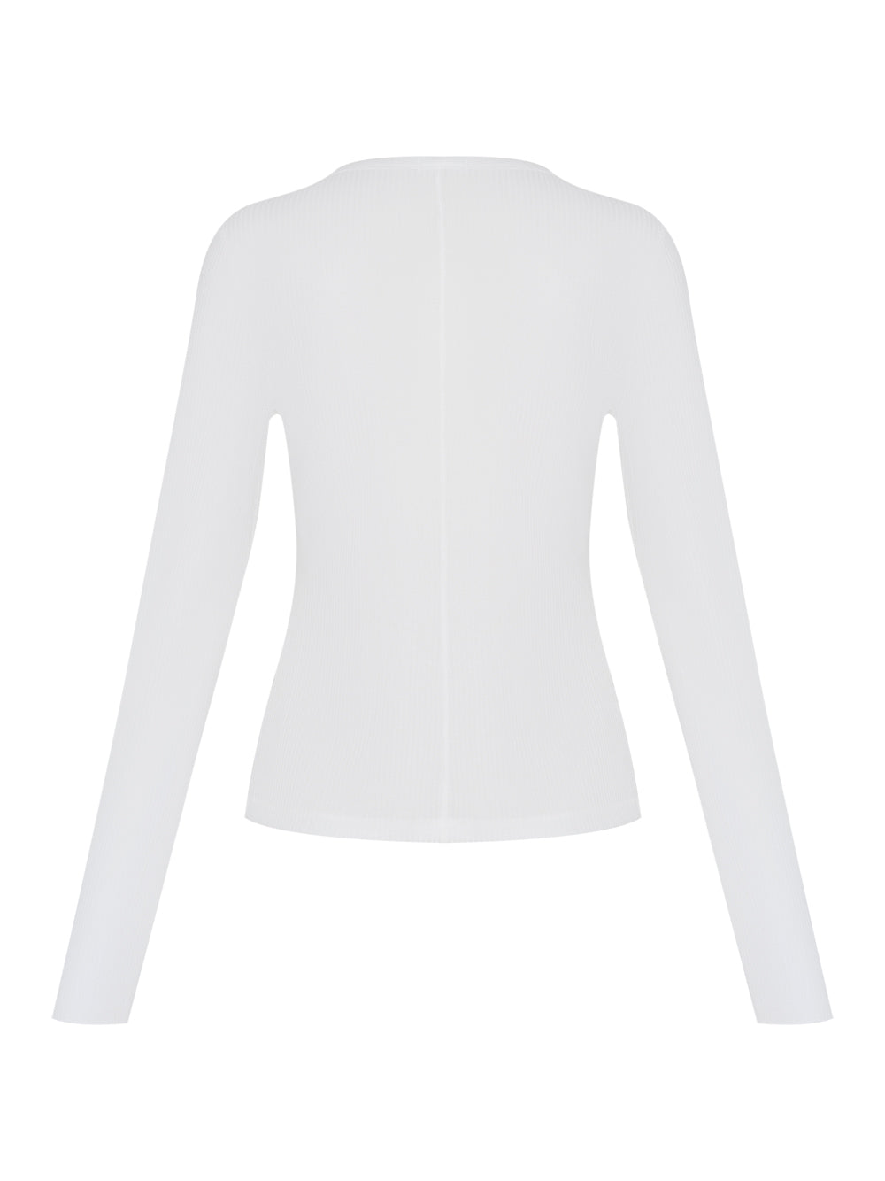The Knit Rib Henley Long Sleeve Tee (White)