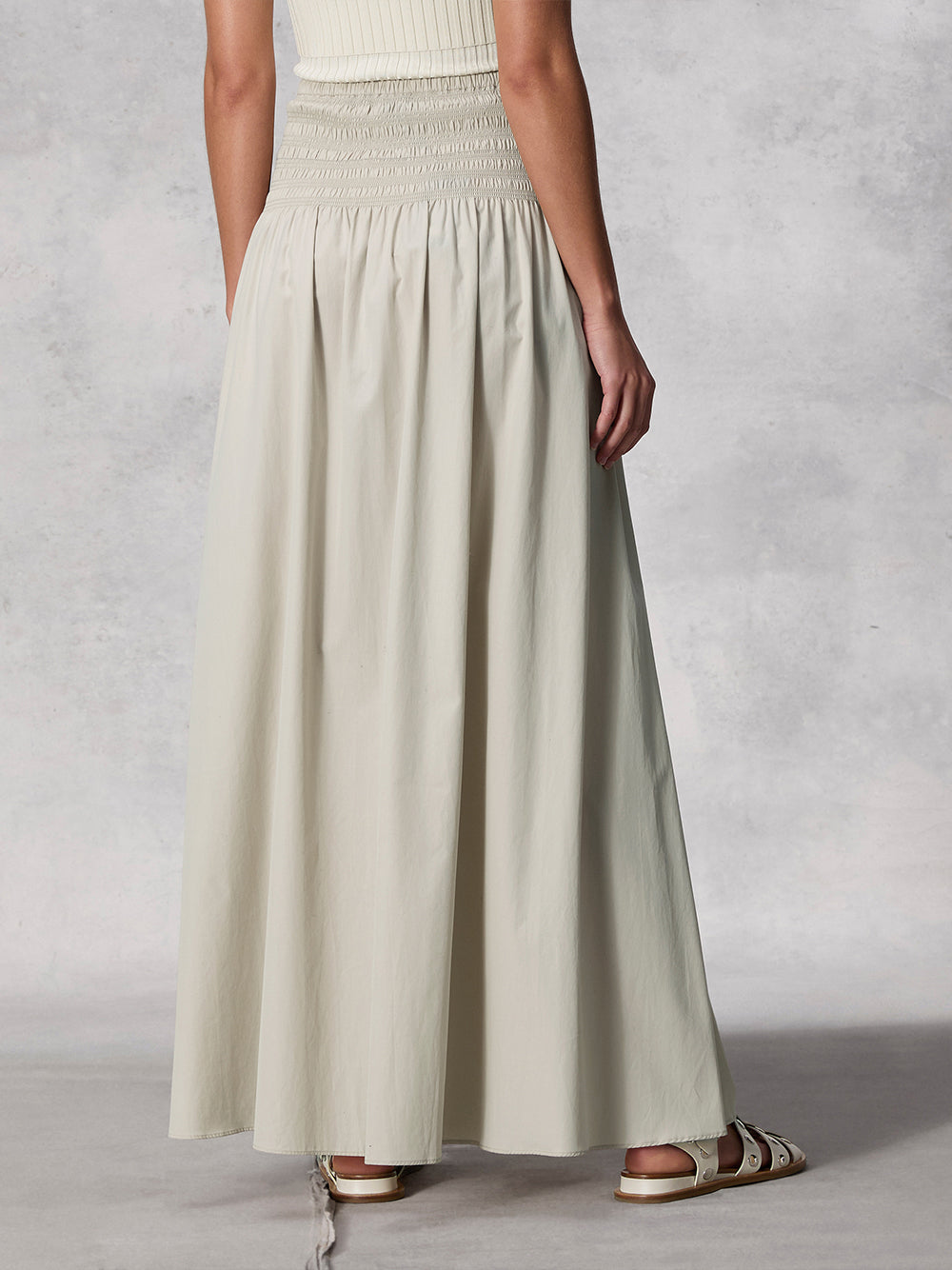 Alicia Poplin Skirt (Beige)