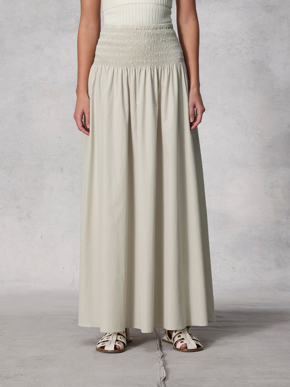 Alicia Poplin Skirt (Beige)