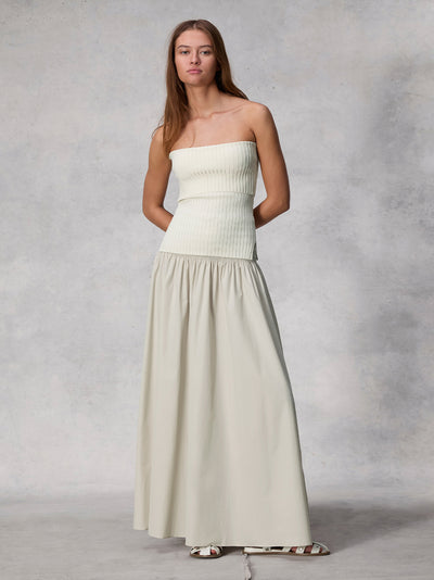 Alicia Poplin Skirt (Beige)