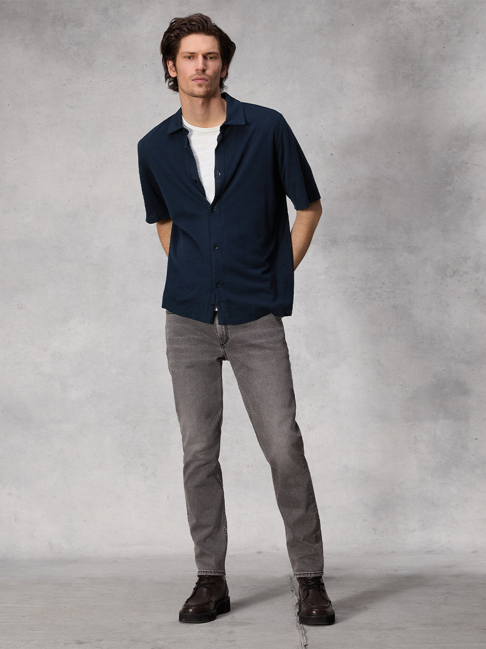 Banks Double Faced Cotton Shirt (Navy)