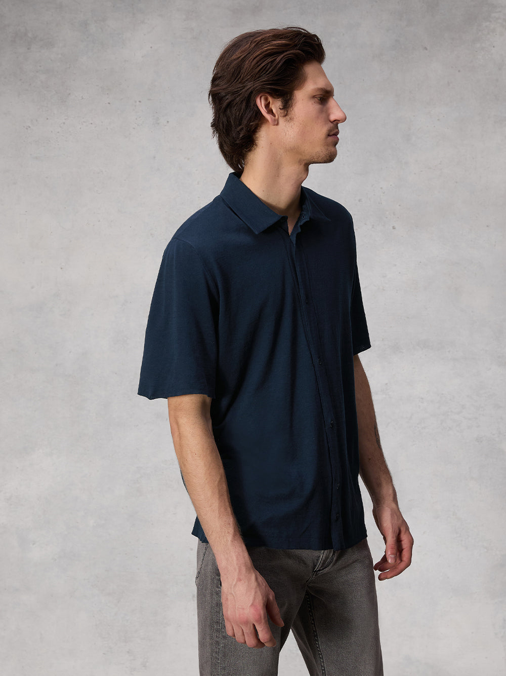Banks Double Faced Cotton Shirt (Navy)