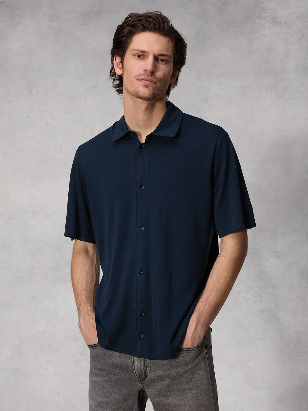 Banks Double Faced Cotton Shirt (Navy)