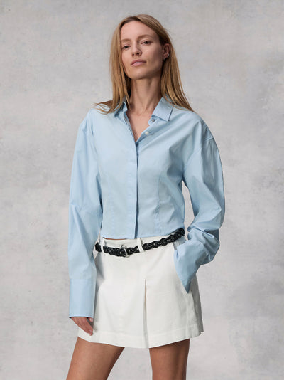 Claudia Cotton Poplin Shirt (Light Blue)
