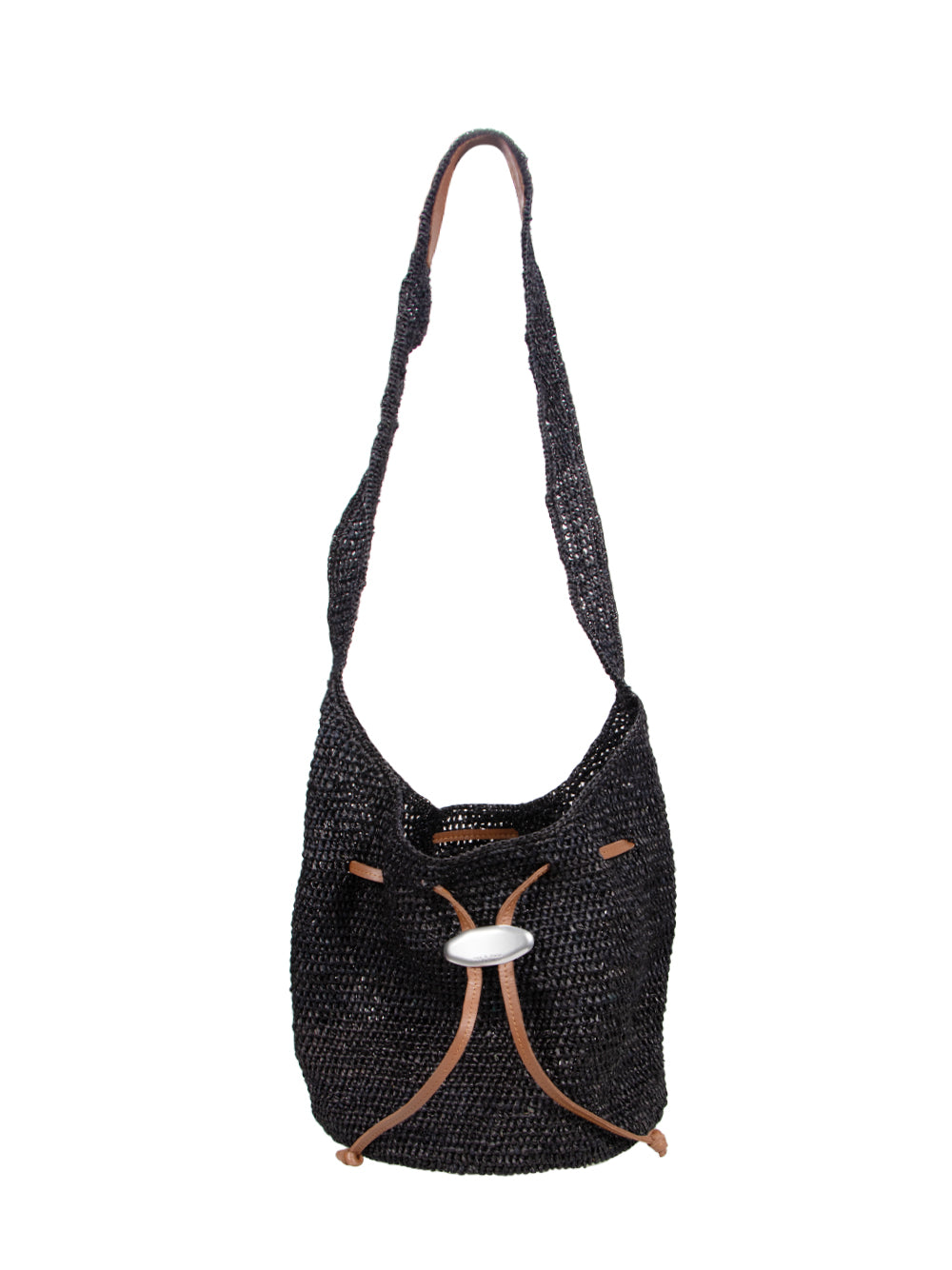 Daily Straw Bucket Bag (Black)