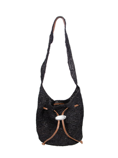 Daily Straw Bucket Bag (Black)