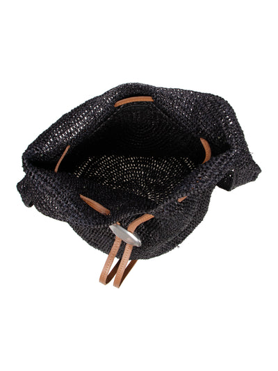 Daily Straw Bucket Bag (Black)