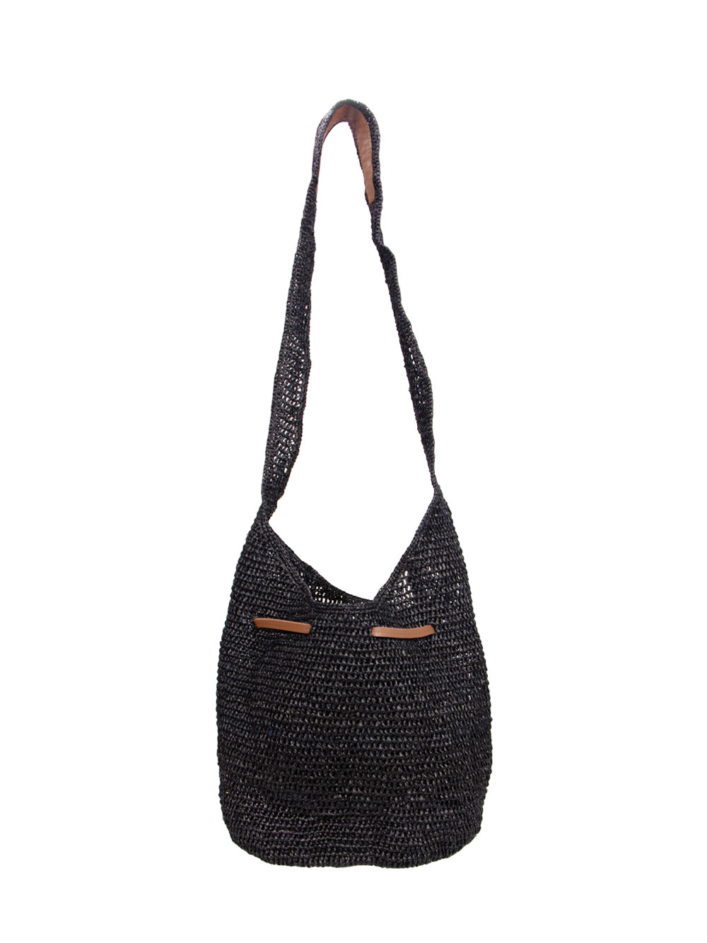 Daily Straw Bucket Bag (Black)