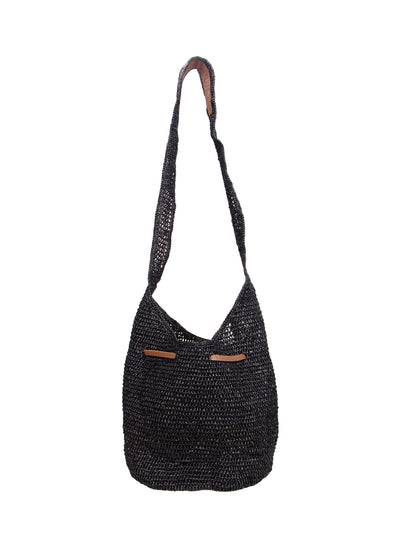 Daily Straw Bucket Bag (Black)