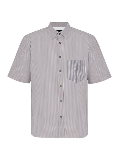 Dalton Striped Cotton Nylon Shirt (Brown Stripe)