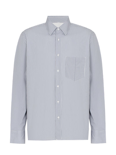 Dalton Striped Hemp Cotton Shirt (Blue Stripe)