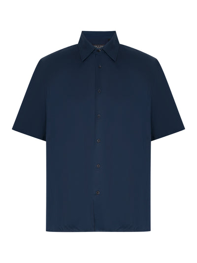 Dalton Viscose Twill Short Sleeve Shirt (Navy)