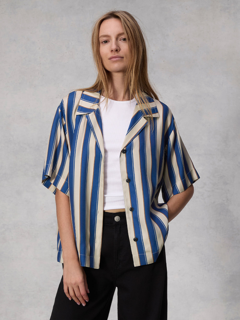 Declan Silk Shirt (Salute Stripe)