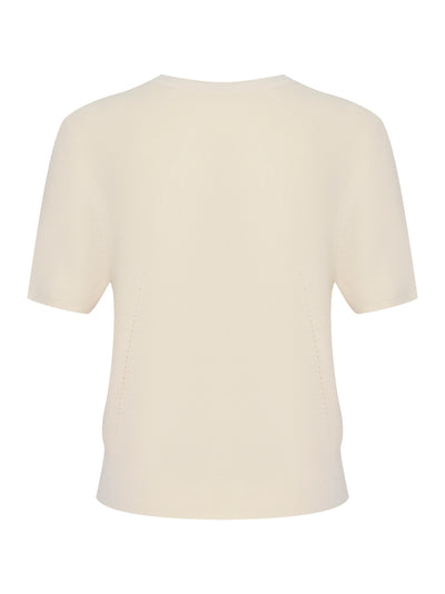 Dina Short Sleeve Cardigan (Ivory)