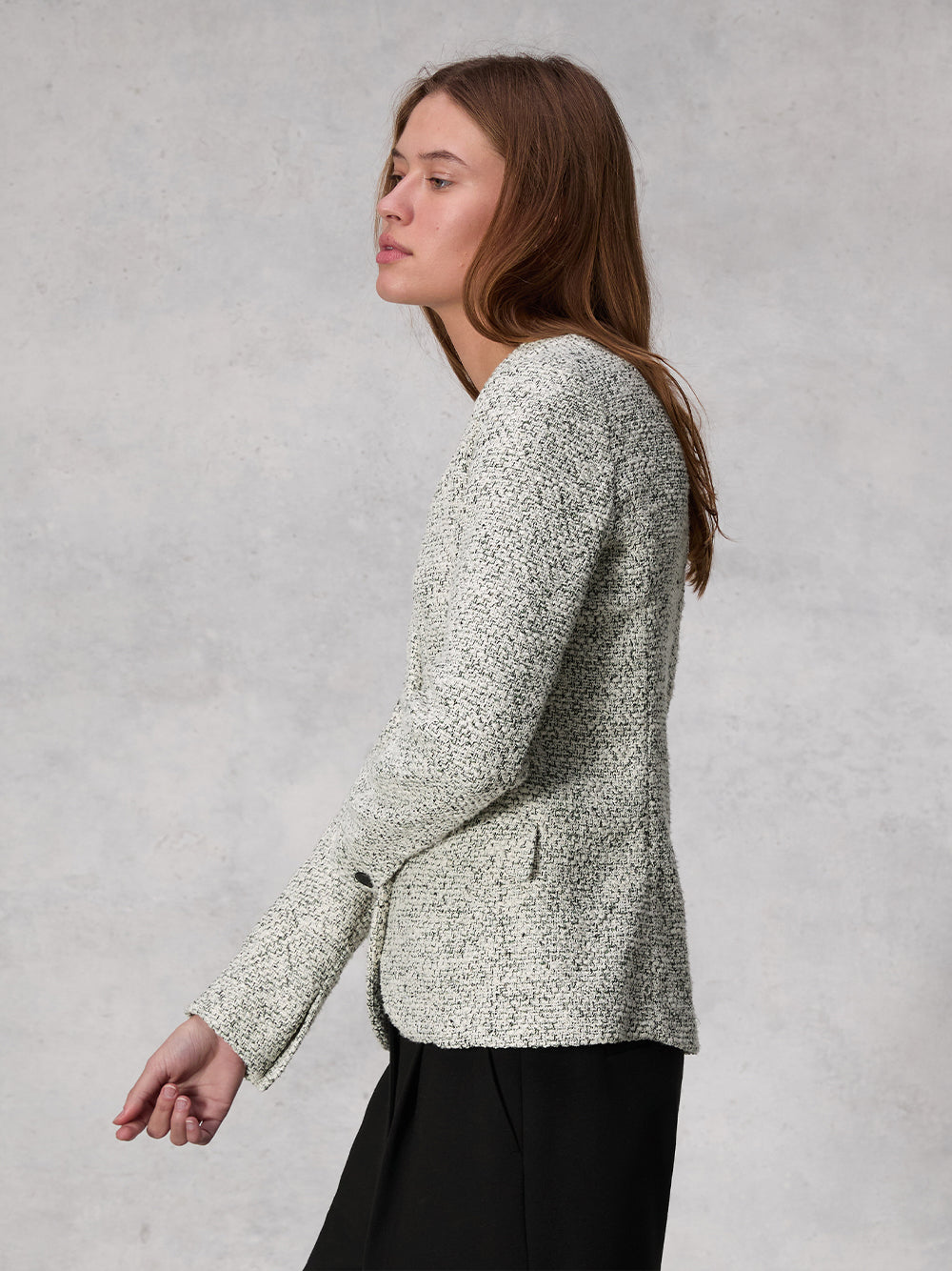 Elise Tweed Blazer (White Green)