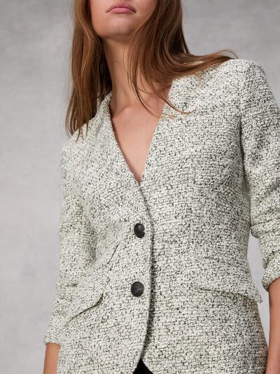 Elise Tweed Blazer (White Green)