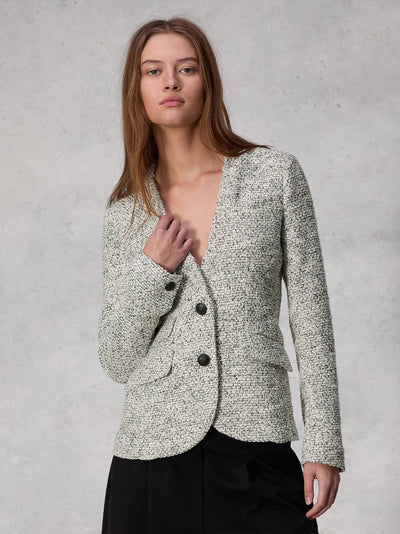 Elise Tweed Blazer (White Green)