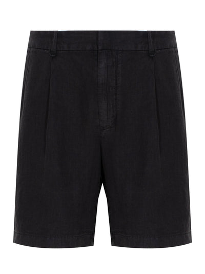 Elliot Pleated Linen Short (Black)