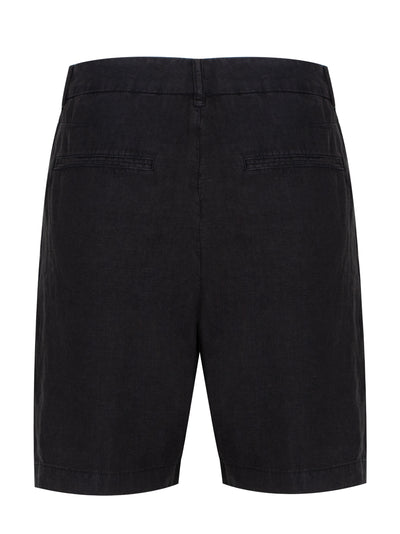 Elliot Pleated Linen Short (Black)
