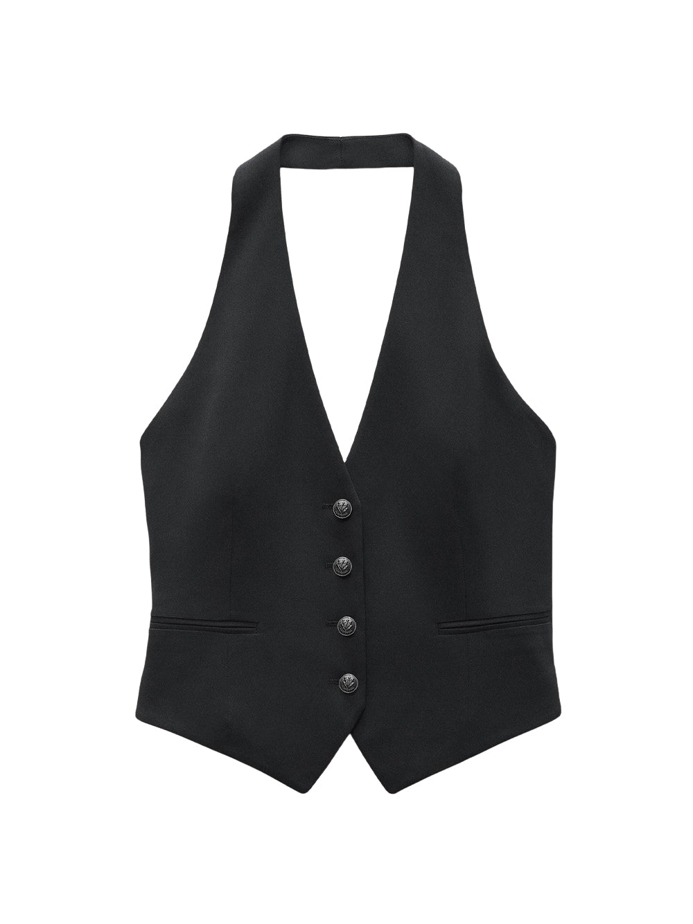 Ethel Crepe Halter Vest (Black)