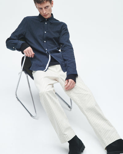Gus Stripe Double Gauze Shirt (Navy Stripe)