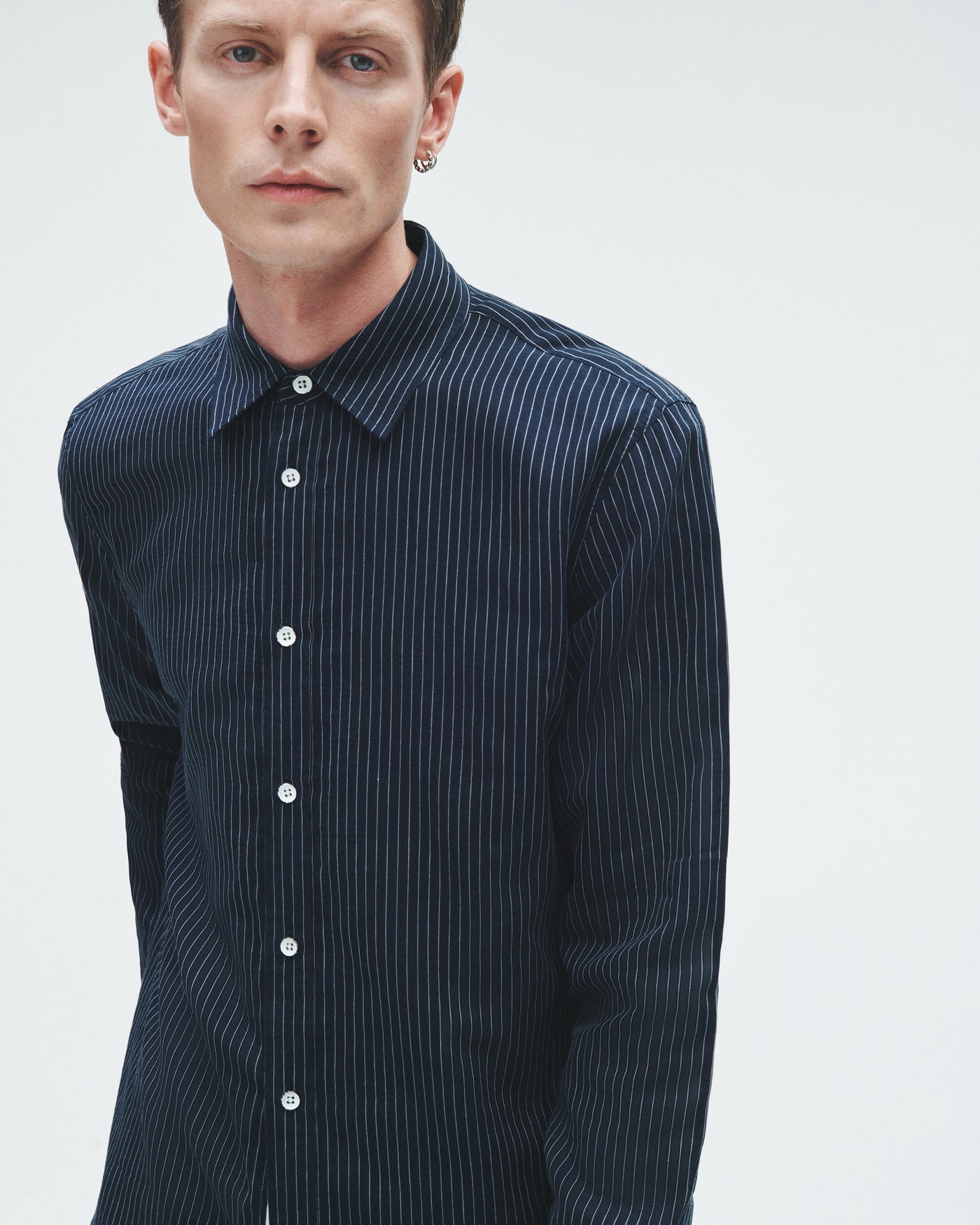 Gus Stripe Double Gauze Shirt (Navy Stripe)