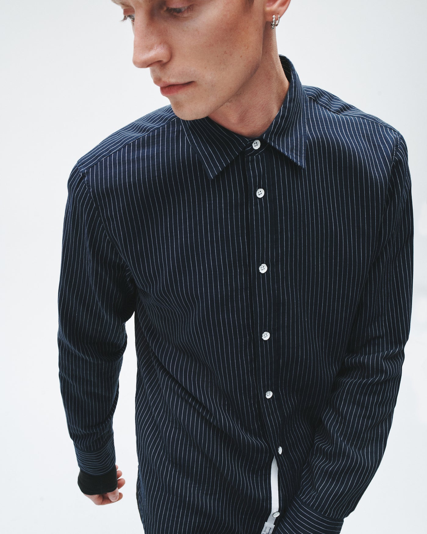 Gus Stripe Double Gauze Shirt (Navy Stripe)