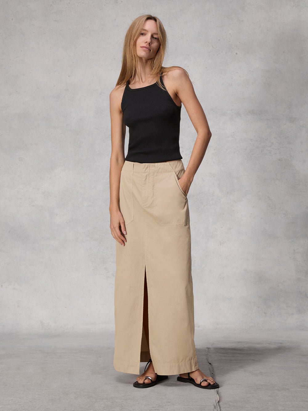 Leyton Cotton Skirt (Khaki)