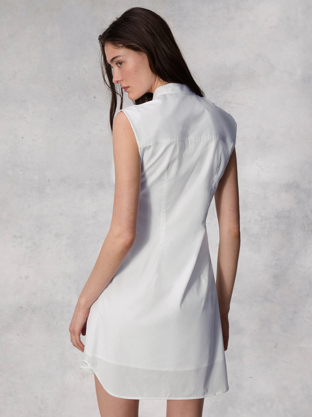 Louisa Sleeveless Poplin Dress (White)