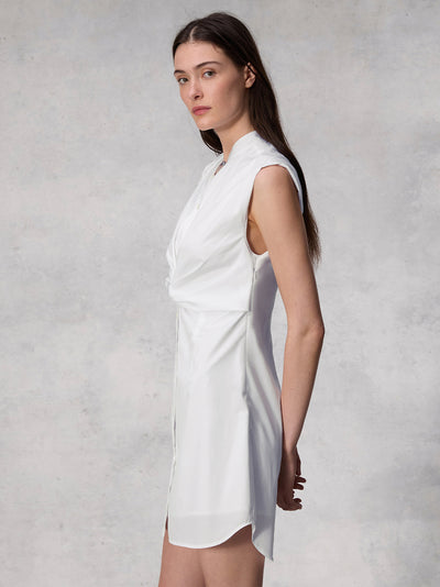 Louisa Sleeveless Poplin Dress (White)