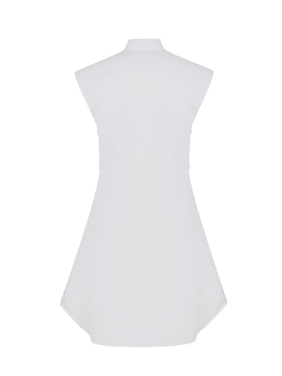 Louisa Sleeveless Poplin Dress (White)