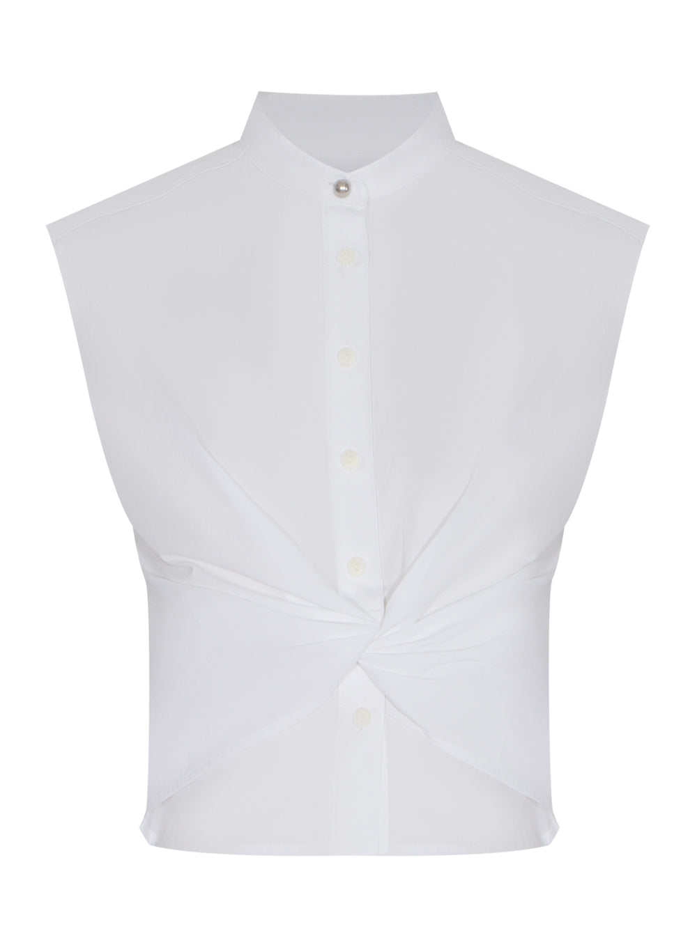 Louisa Sleeveless Poplin Shirt (White)