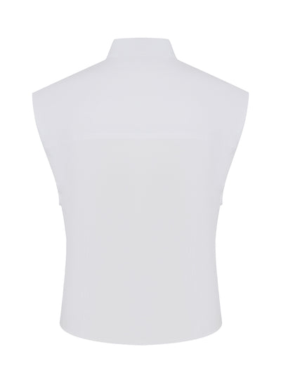 Louisa Sleeveless Poplin Shirt (White)