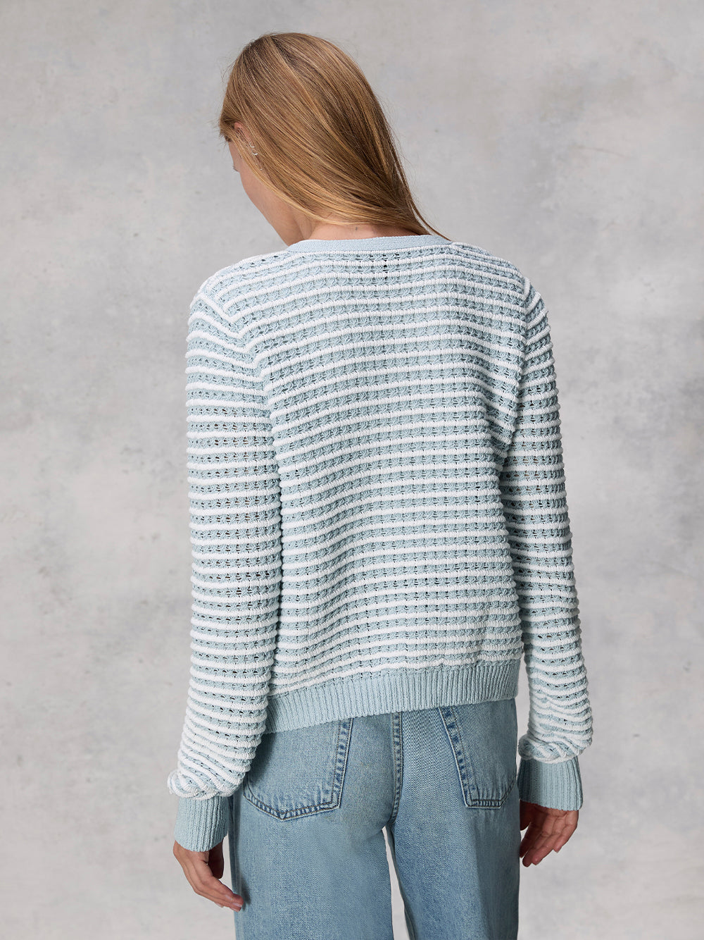 Marlee Stripe Cardigan (Light Blue)