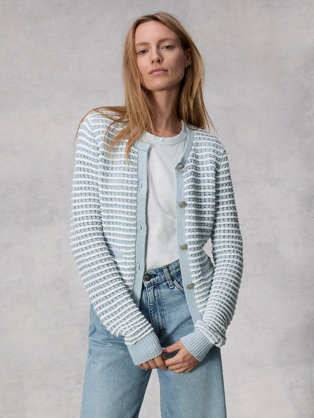 Marlee Stripe Cardigan (Light Blue)