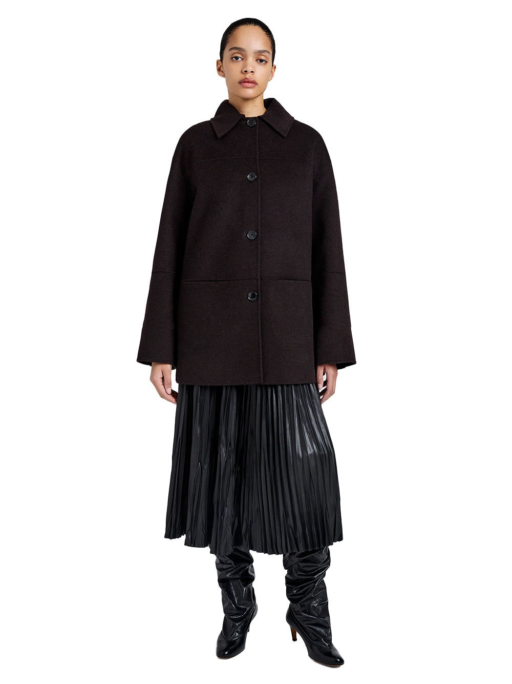 Lisa Coat in Double Face Wool Fatigue