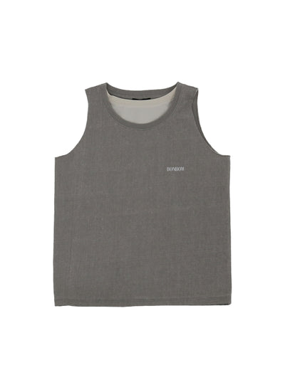 Double Neck Layered Sleeveless Light Grey/I