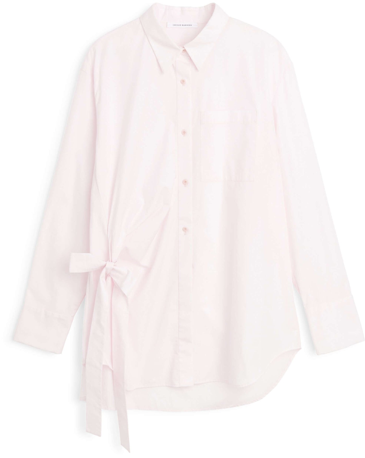 Long Sleeve Shirt With Asymmetrical Bow Detail Light Pink