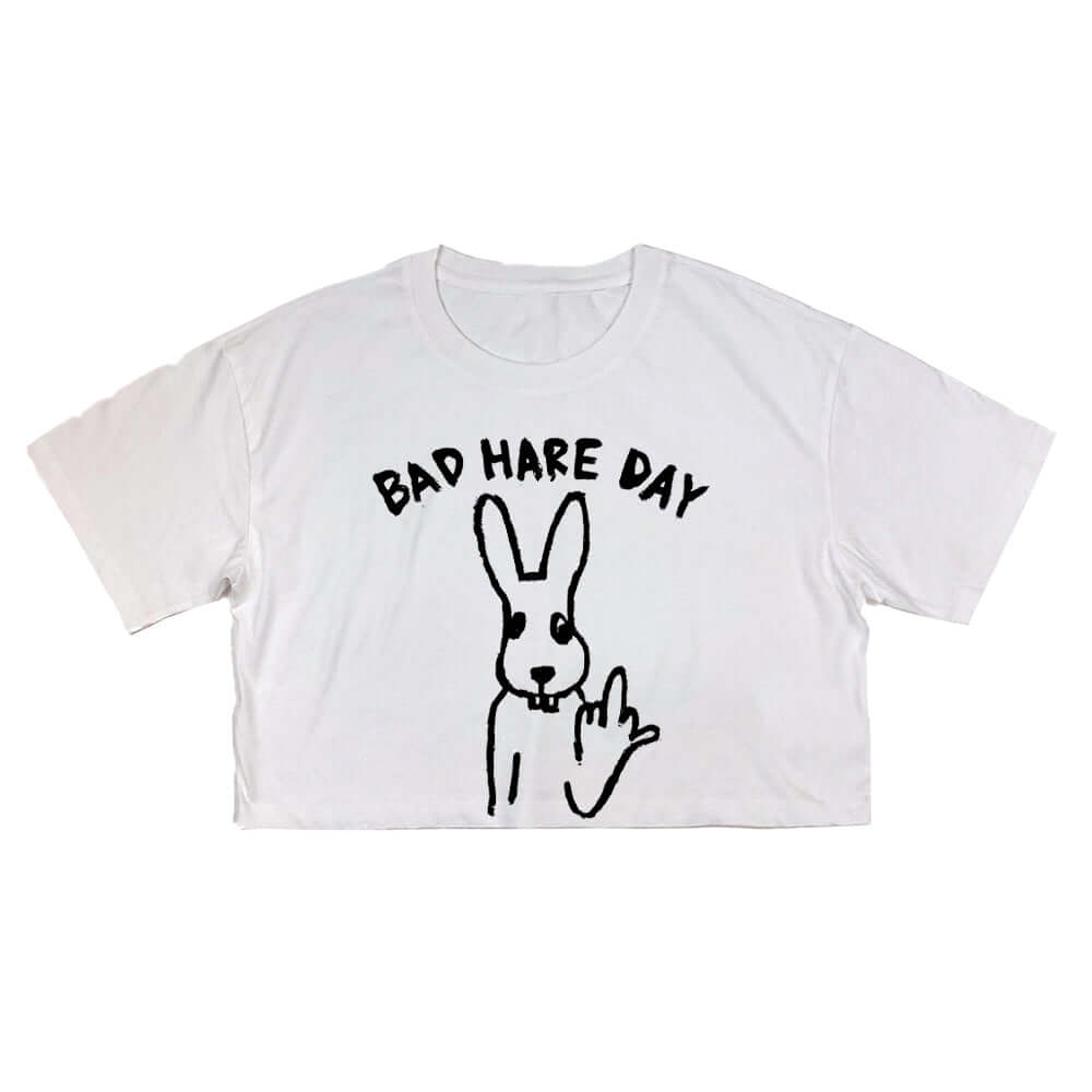 Bad Hare Day Cropped T-Shirt White