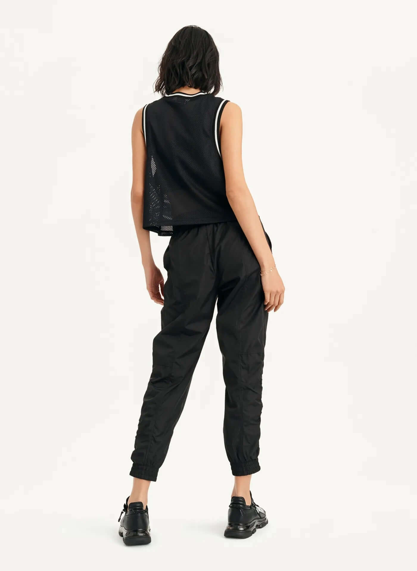 Basketball Mesh Cropped Muscle Jersey Black