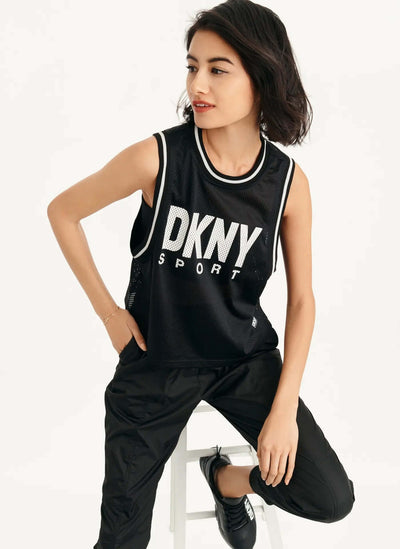 Basketball Mesh Cropped Muscle Jersey Black