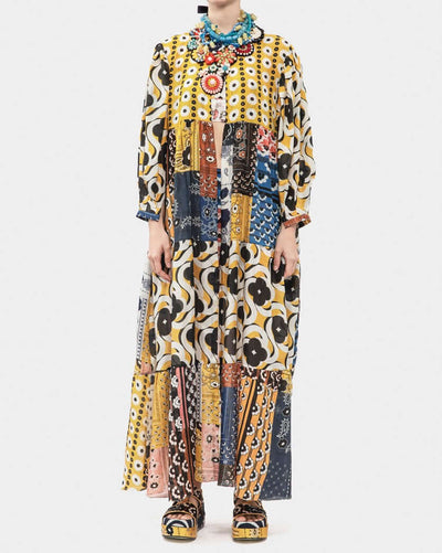 Mix Lightweight Silk Print Maxi Coat