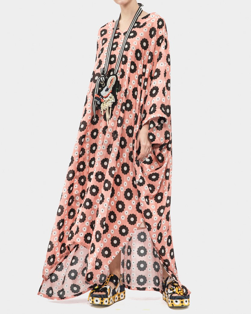 Lightweight Silk Print Maxi Tunic Dress