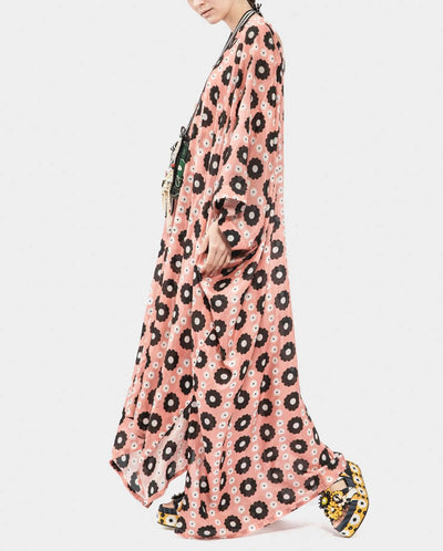 Lightweight Silk Print Maxi Tunic Dress