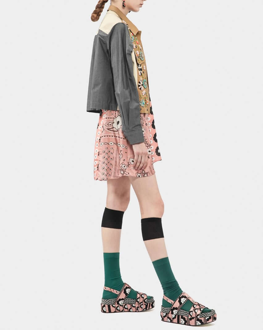 Embellished Patchwork Cotton Short Jacket