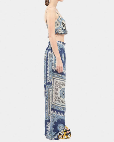 Lightweight Silk Print Long Pants