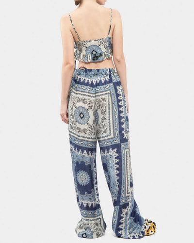 Lightweight Silk Print Long Pants