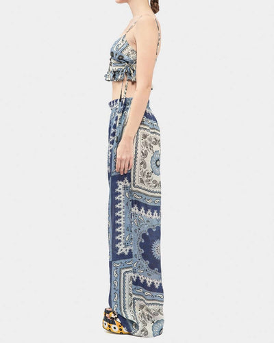Lightweight Silk Print Long Pants